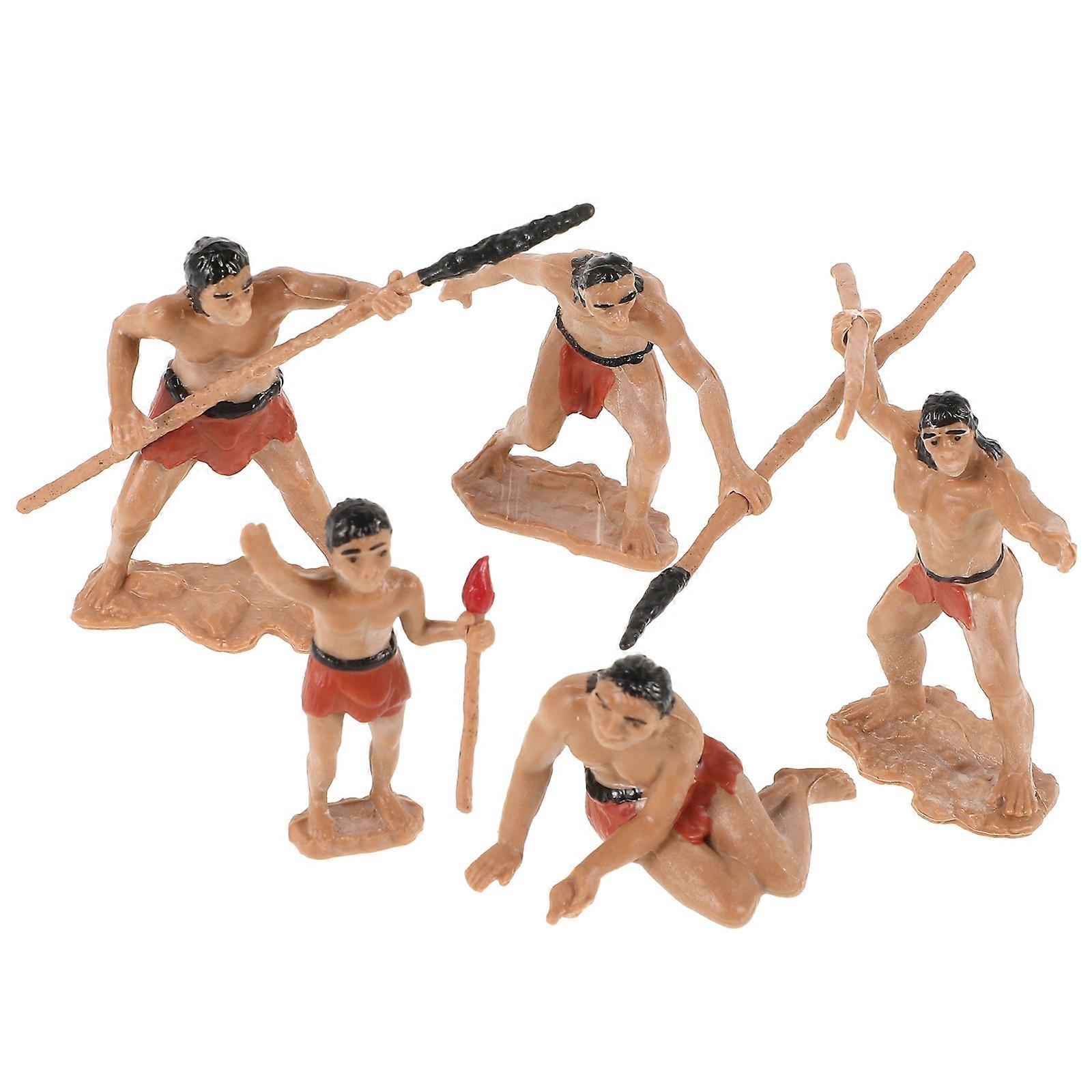 Primitive Men Toy Model for Hunting Scene Layout 20Pcs Resin Figures