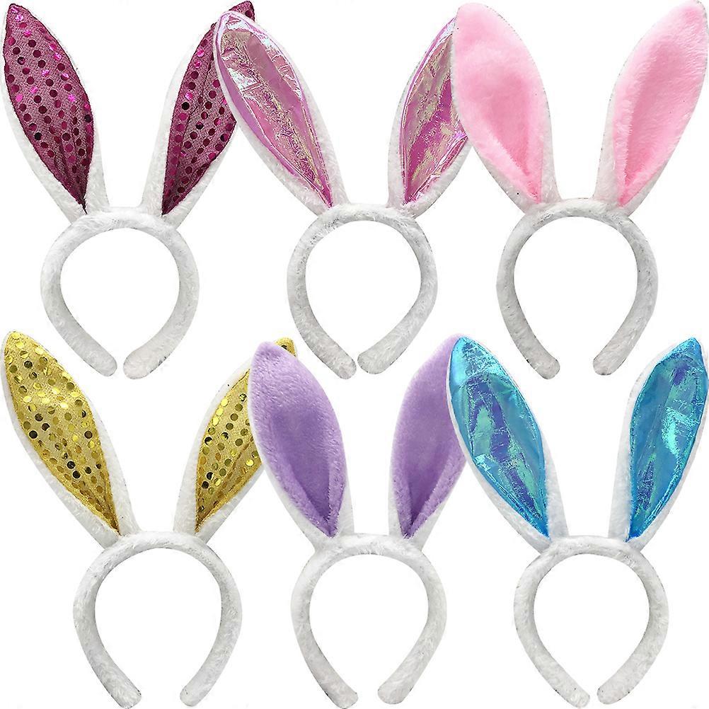 Bunny Ears Headband for Decor with 18Pcs Plush Rabbit Ears Hair Hoop Set