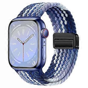Justerbart flätat nylonarmband för Apple Watch 38/40/41mm med magnetiskt spänne, tonad blå