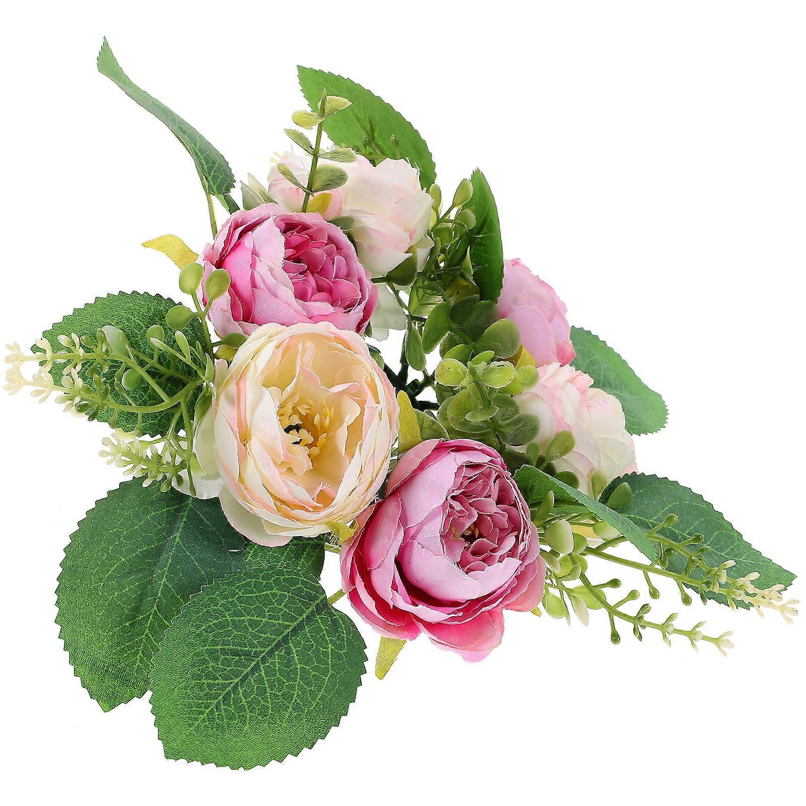 Floral Wreath Artificial Peony Layout Photo Props Families 26.00X26.00X6.00CM Rose Red 1Pack