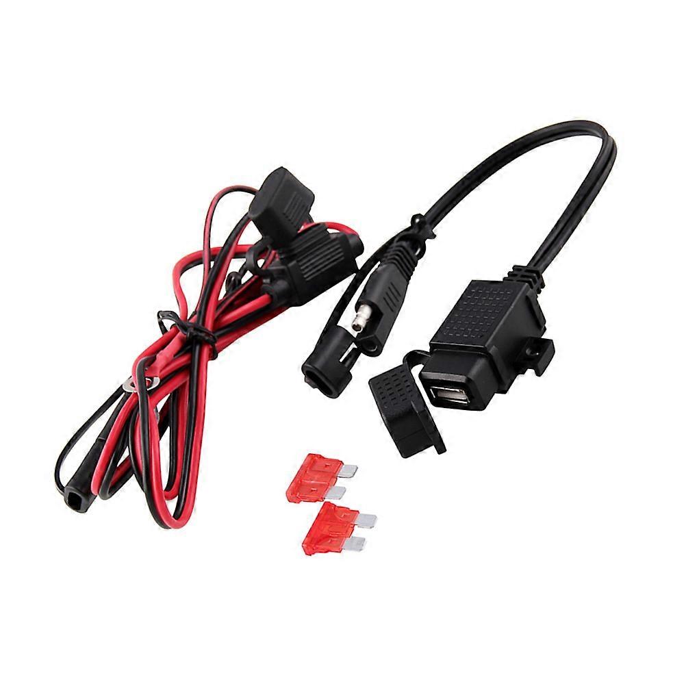 Dual USB Sae to USB Adapter for Motorcycle Charging 3Pcs Inline Fuse Cable