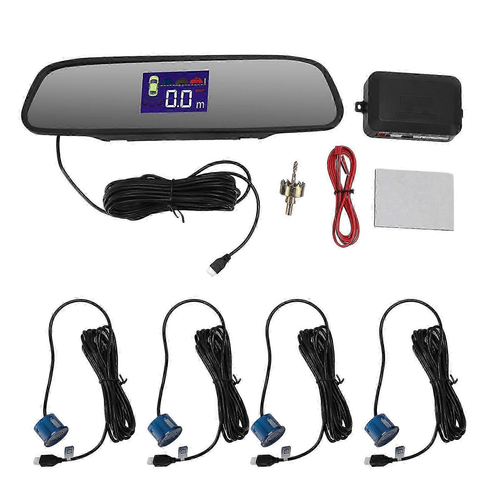 Car Reverse System with 4 Sensors Wide Detection Range 0.3 to 2.0M Radar Parking Assistance Kit for SUV Truck 25-26