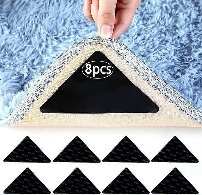 Anti Slip Rug Grippers 8 Pcs Triangular Anti Slip Carpet Grippers Anti Curling Carpet Grippers Corner Washable and Reusable Non Slip Carpet Sticker fo