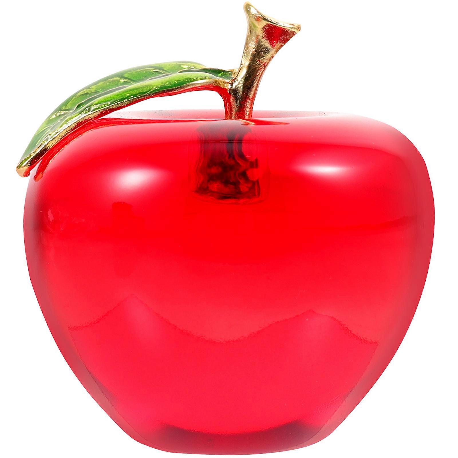 Red Crystal Desktop Ornament for Decor 4Pcs Simple Style Apple Decoration