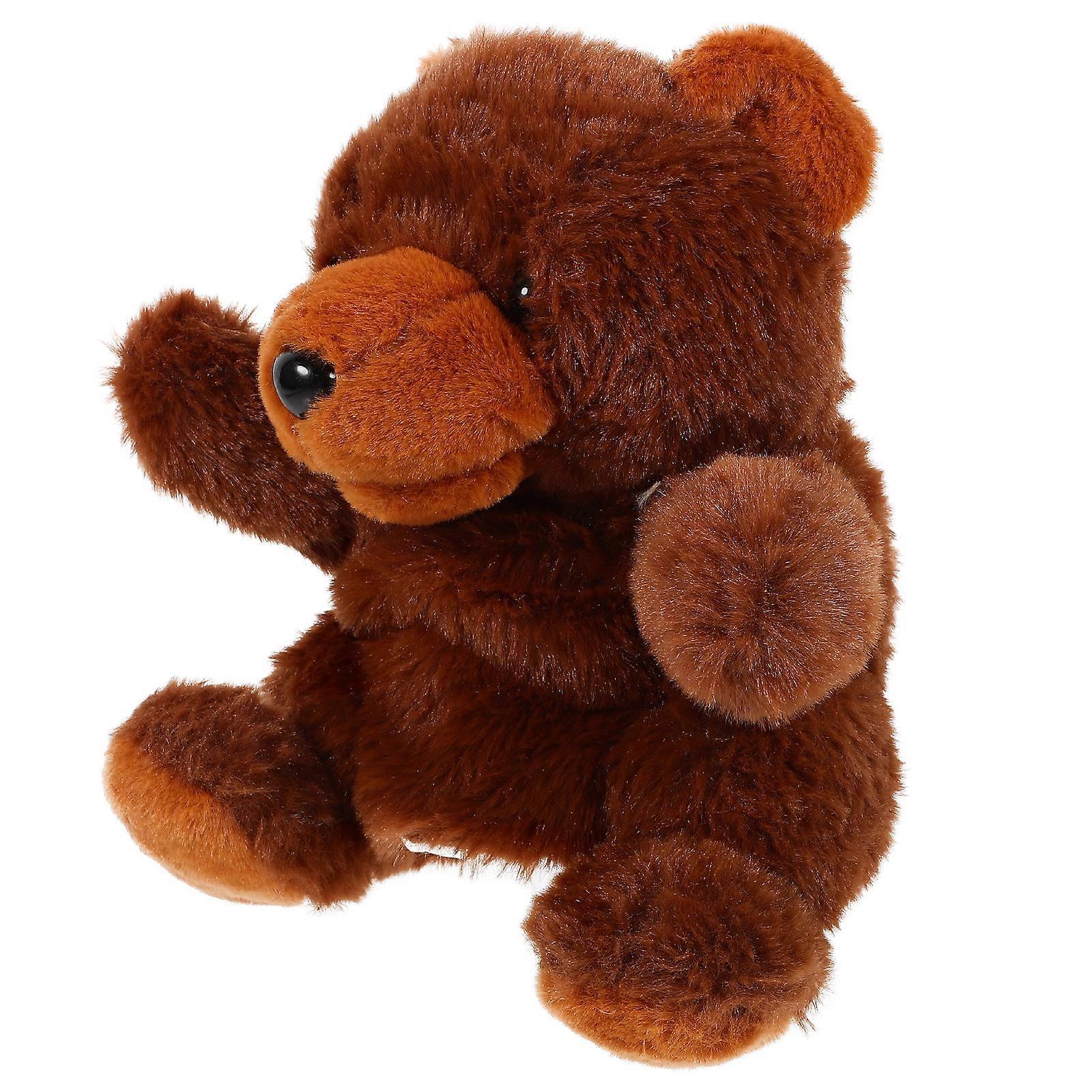 Bear Plush Hand Puppet for Playing Brown Interactive Animal Toy