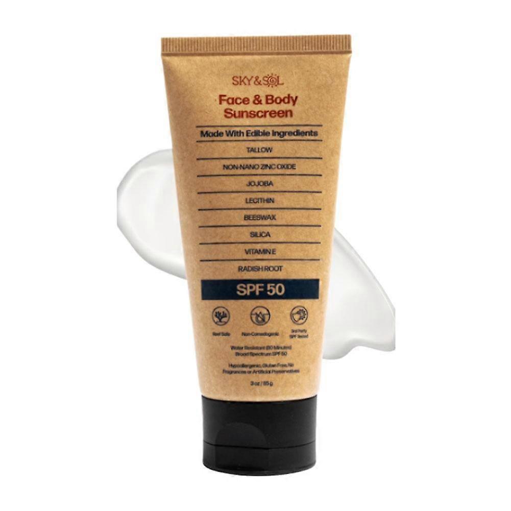 Natural Mineral Sunscreen SPF50+ with Beef Tallow for Sensitive Skin Waterproof Matte Finish 85g