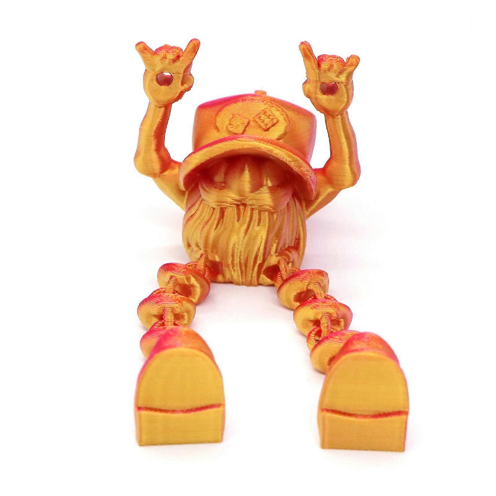 Jikaixiang 3D Printed Christmas Gnome Ornament Devil Horn Dwarf Figurine Fidget Toy with Movable Joints Articulated Elf Model Decoration