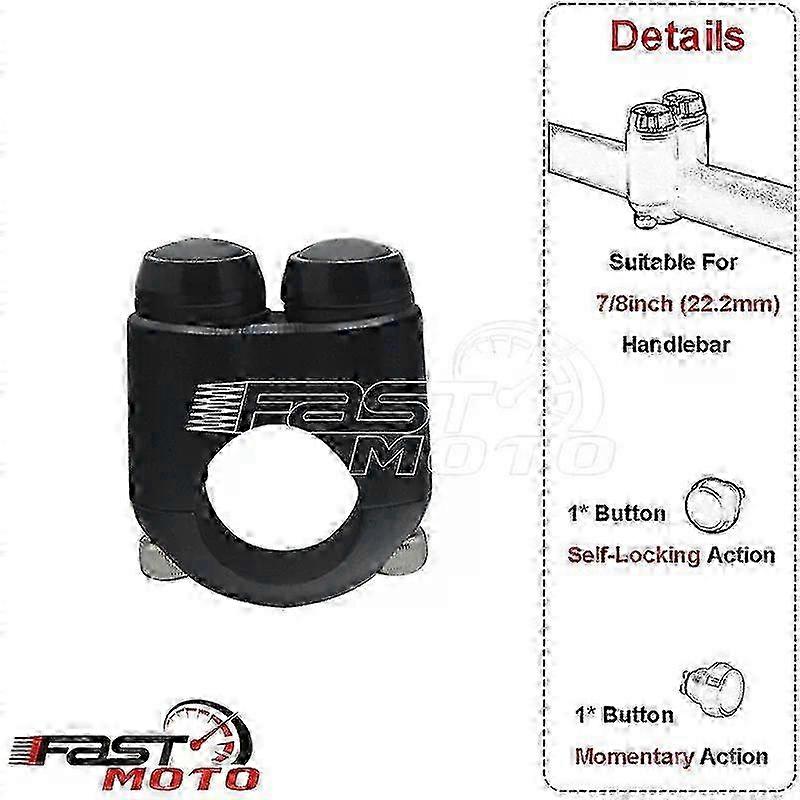 Motorcycle Black Chrome 22mm 25mm Handlebar Control Switch Button 7/8" & 1" Momentary Self Lock On Off Mini 2-Button Switches