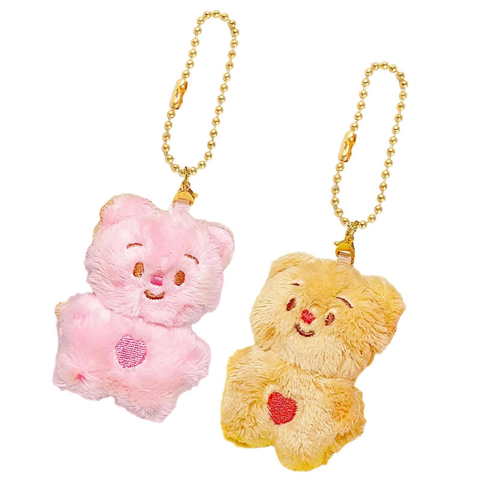Multipurpose Couple's Butter Bear Keychains Charm Pendant with Soft Craft Supplies for Travel and Parties Daily Use Multicolor