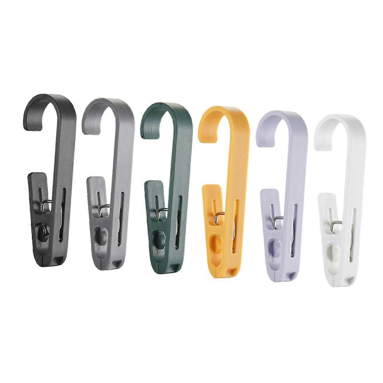 6pcs Multicolor Laundry Clips with Hooks Hat Hanger Clamps For Pants Socks NonSlip Drying Clips For Home Organization