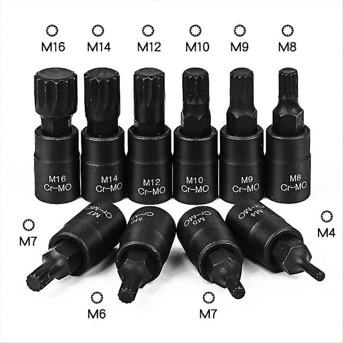 10PCS 12 Point Socket Wrench Set Universal 3/8 Square Drive Socket Set M4-M16 Socket Kit