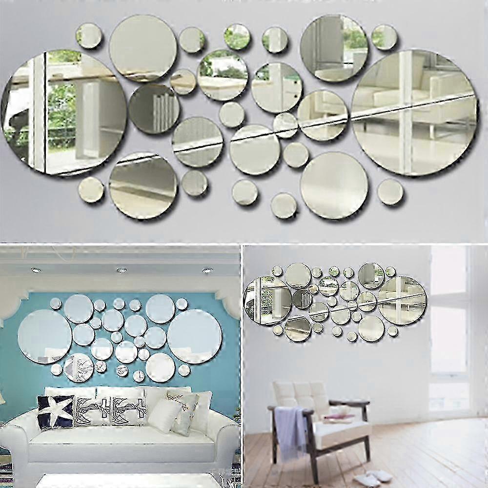 Circle Mirror Effect Tiles Decals Decorative Wall Stickers s
