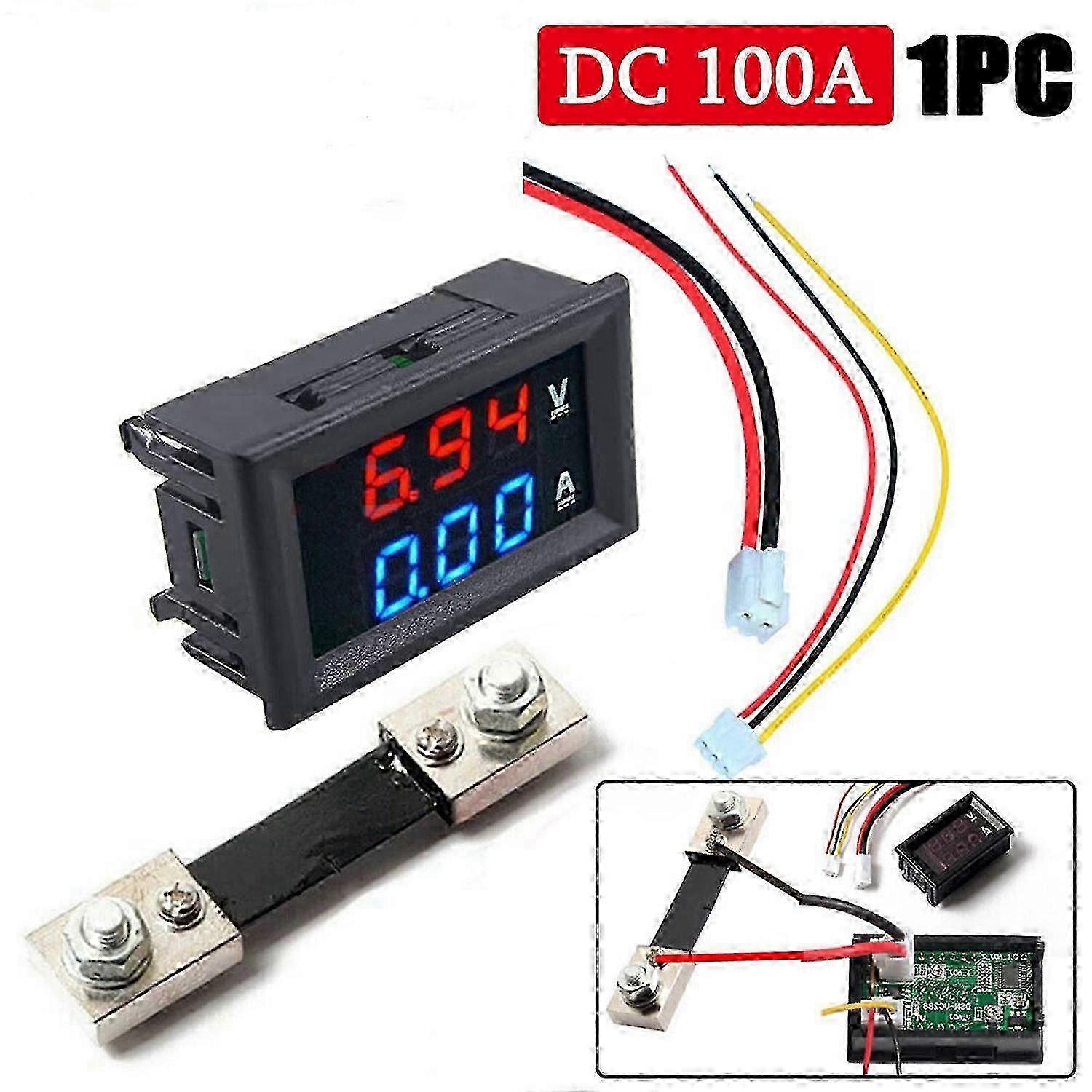 DC 100A 100V Voltmeter Ammeter Volt Amp Meter Voltage Current Tester with Shunt