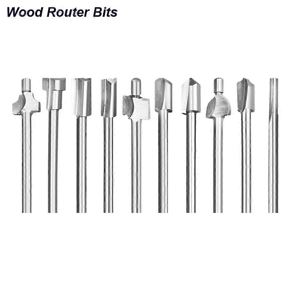 10pcs HSS Router Bits Wood Cutter Milling Fits Dremel-Rotary Tool Set 1/8\\\" 3mm Shank Carpentry Router Bits For Rotary Tools DIY