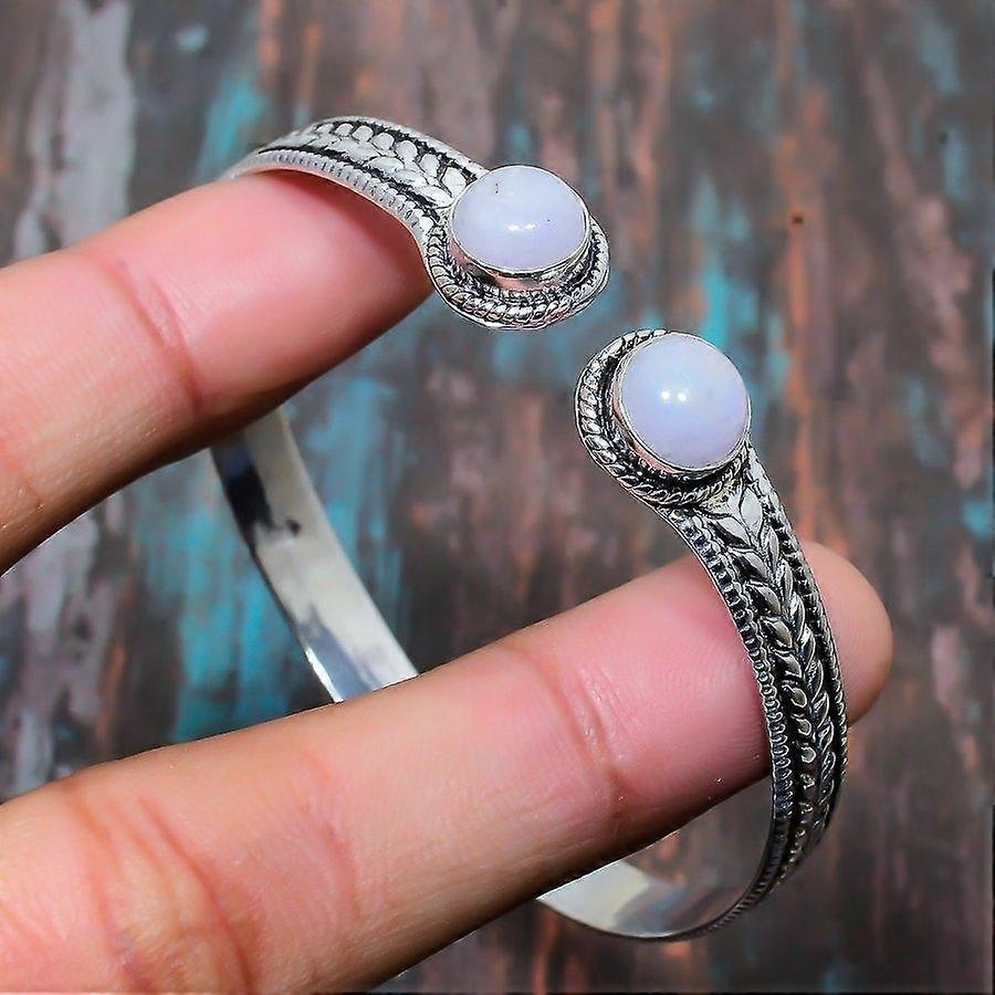 Rainbow Moonstone Gemstone Handmade Solid 925 Sterling Silver J Jewelry Bangle Adjustable