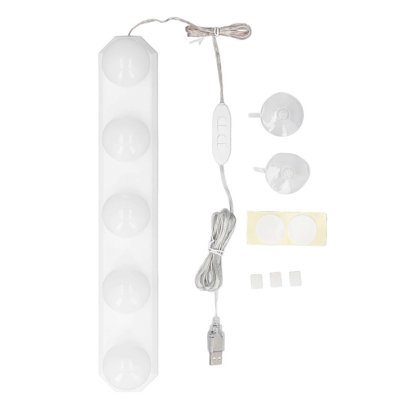 LED Vanity Lights for Mirror 5 Bulbs 3 Color Temperature 10 Adjustable Brightness USB Cable Mirror