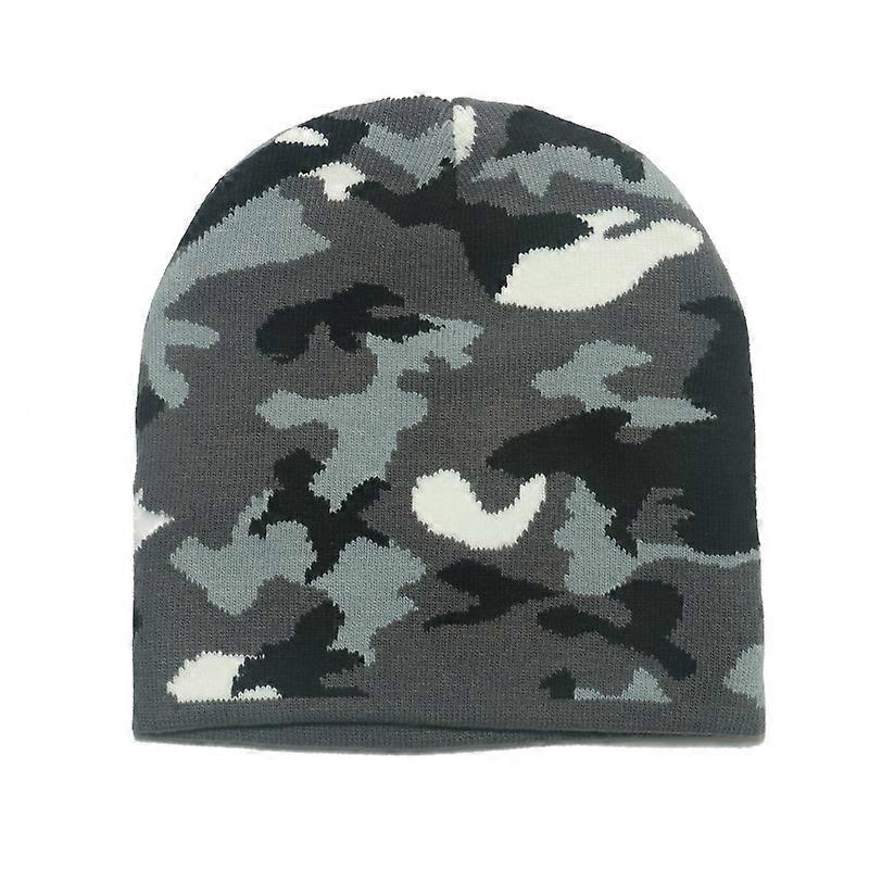 Trade Winter Pullover Hat Camouflage Jacquard Knit Hat Brimless Beanie Caps