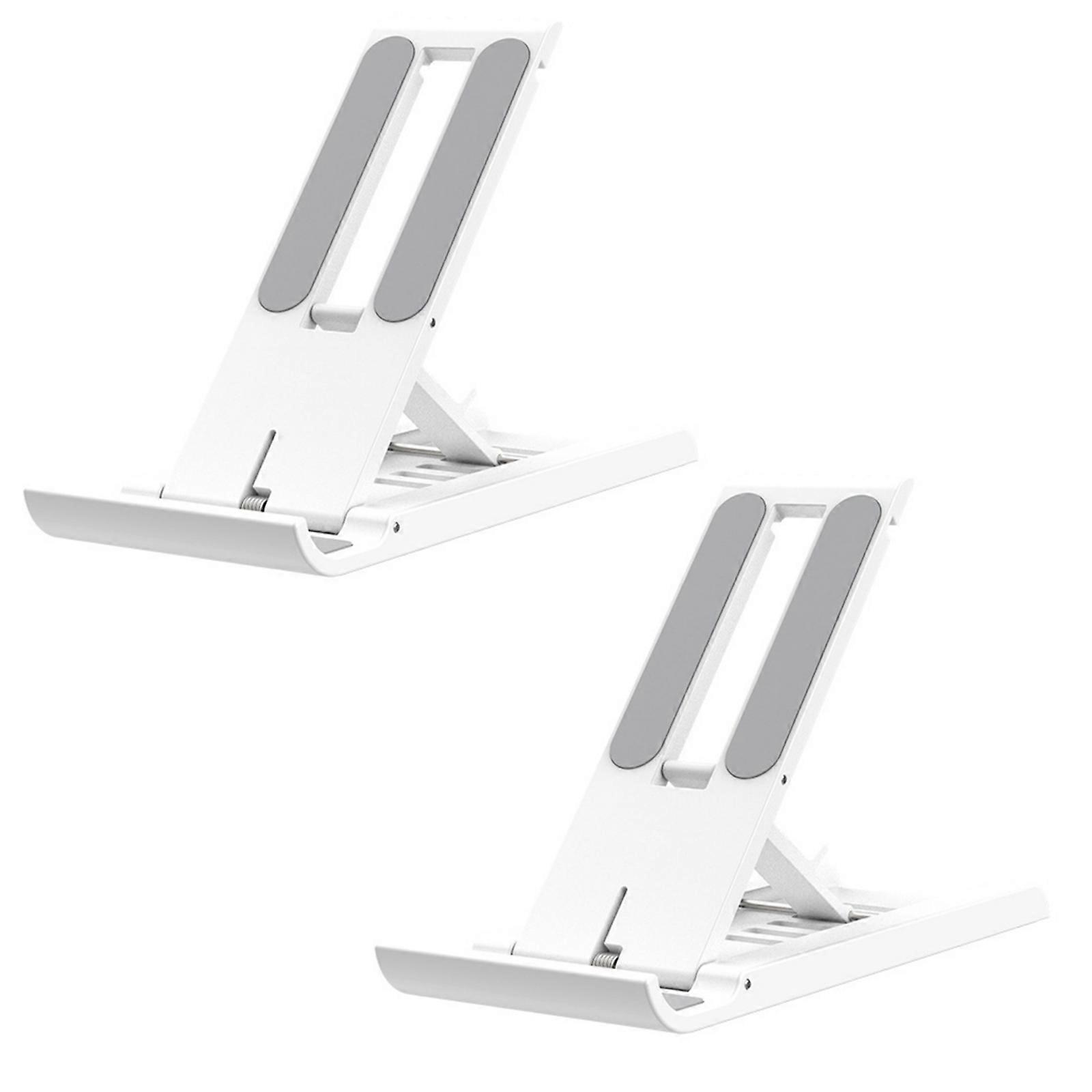 Multiple Functional Adjustable Height Phone Tablet Holder Foldable Structure Nonslip Silicones Base Desktop Organiser  White