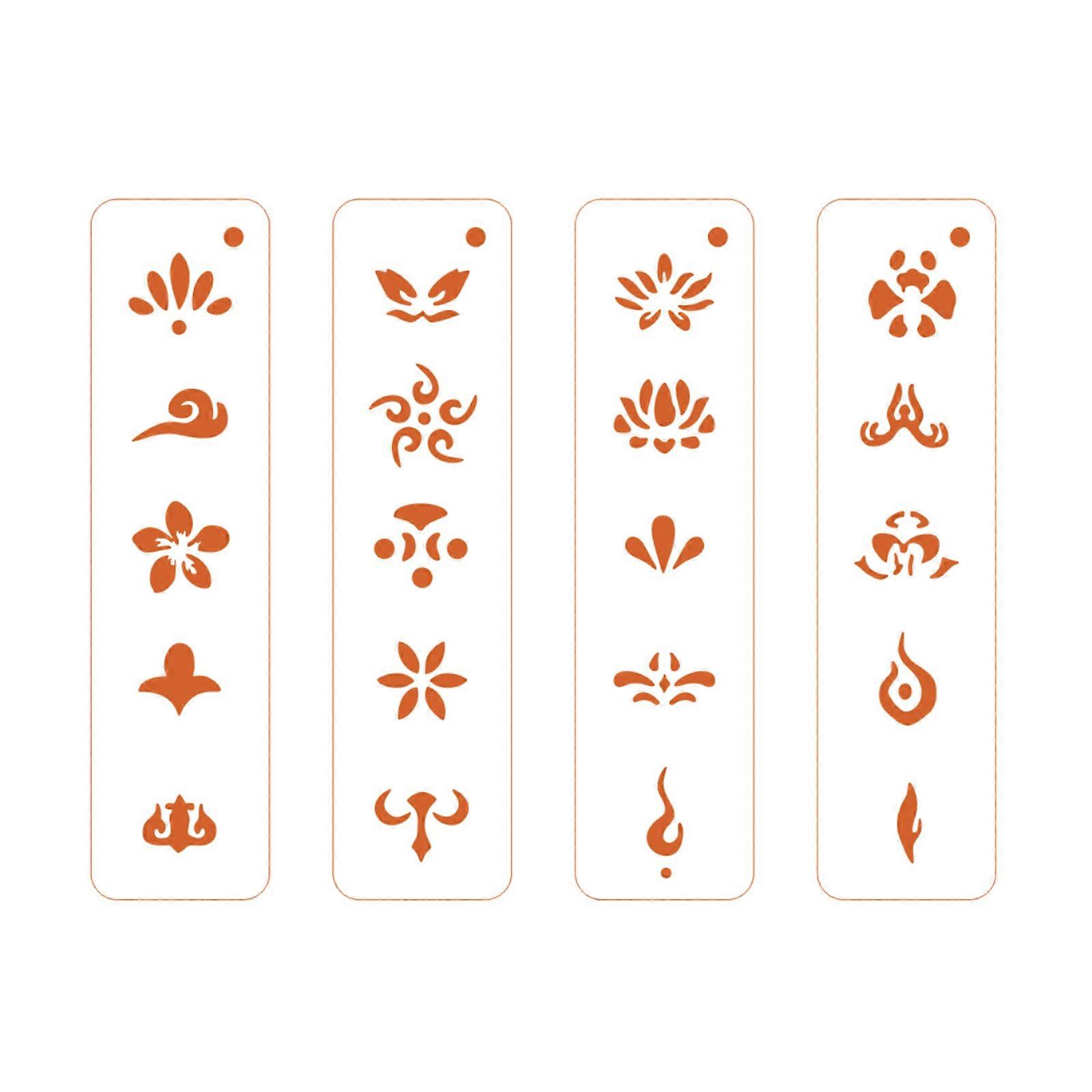 Ethnic Makeup Application Tool Washable Pet Plastic Forehead Stencil With Ancient Chinese Pattern for Beginners Multicolor