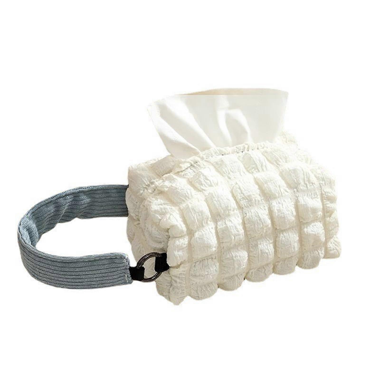 Tissues Boxes Decorative Tissue Storage Holders with Lid, Soft Fabric Napkin Storage Bag for Home and Office Use