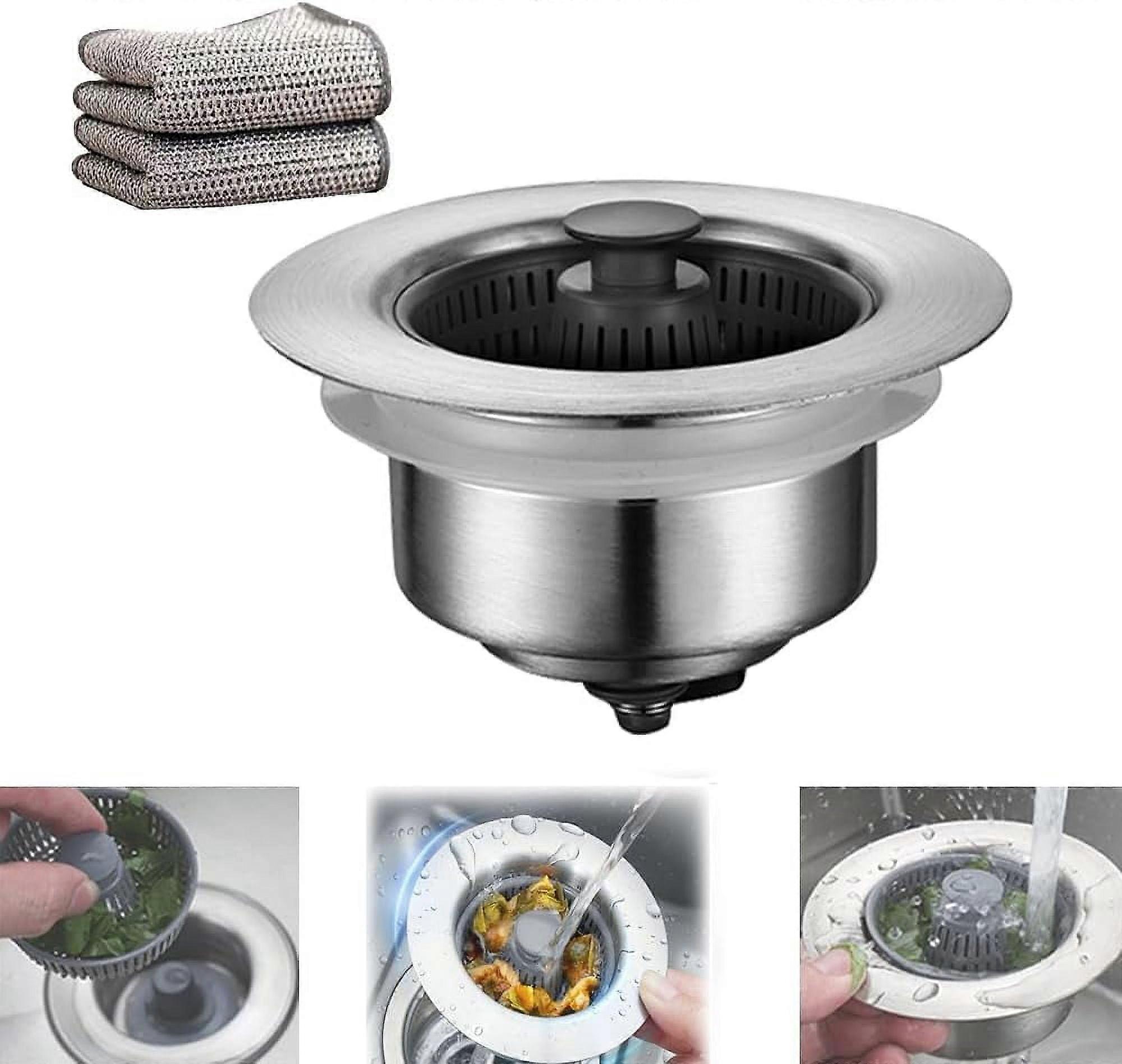 2024 Upgraded Sink Bounce Core Drain Strainer, compatible with Peshoriadm, Indicativet, 3-in-1 Kitchen Sink Stopper & Odor Filter