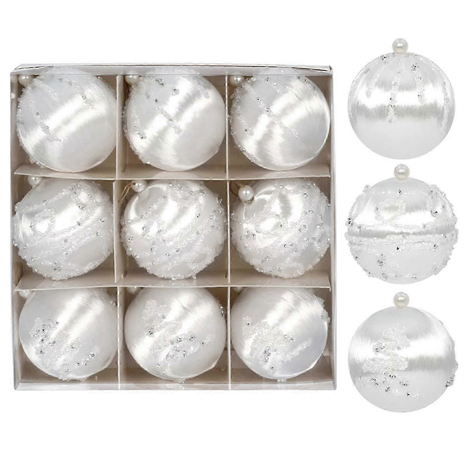 Décorations de Noël pour sapin, lot de 9 boules soyeuses de 8 cm