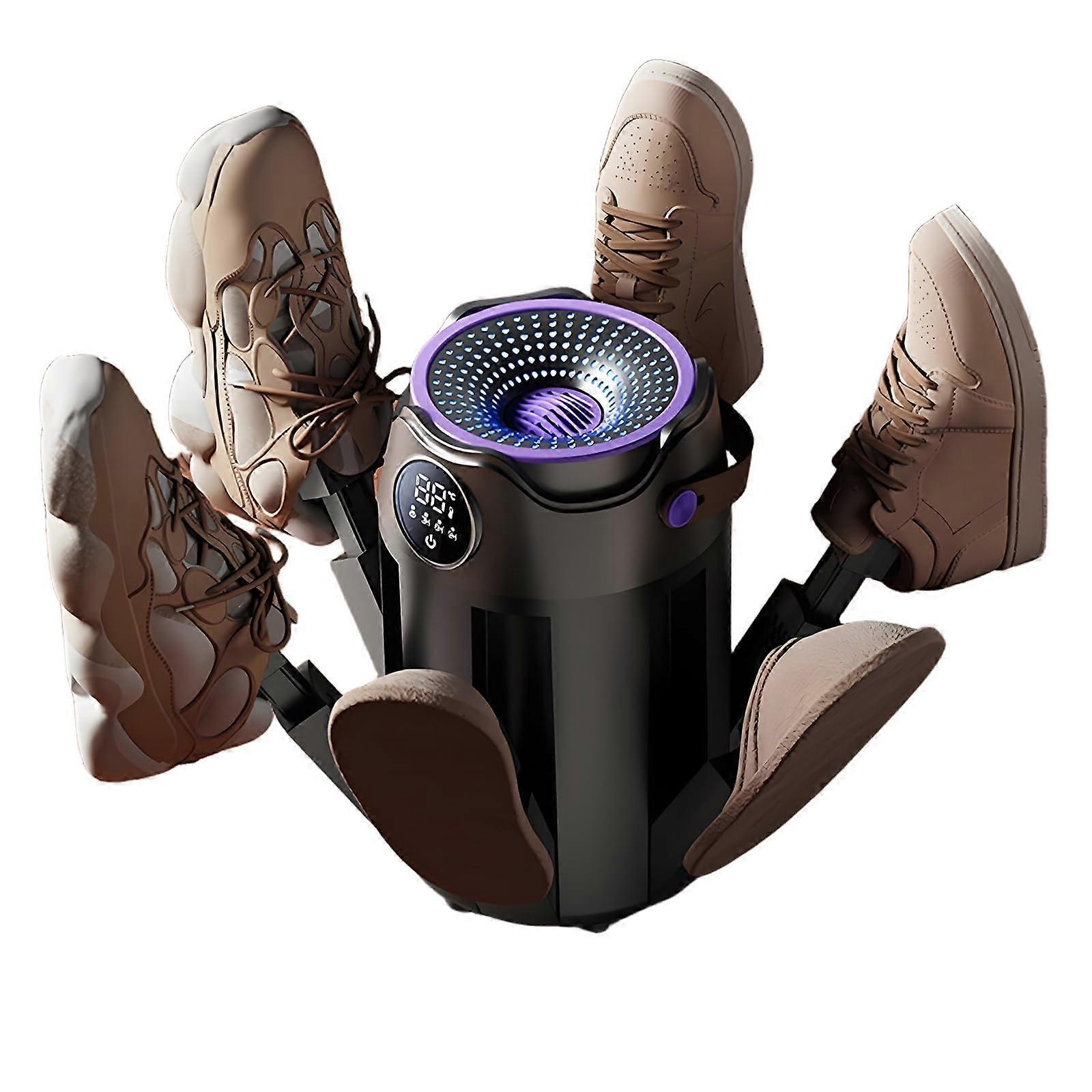 Electric Shoe Dryer with 48°C Constant Heat, 6 Racks, 3/6/9H Timer, Foldable Storage, Black