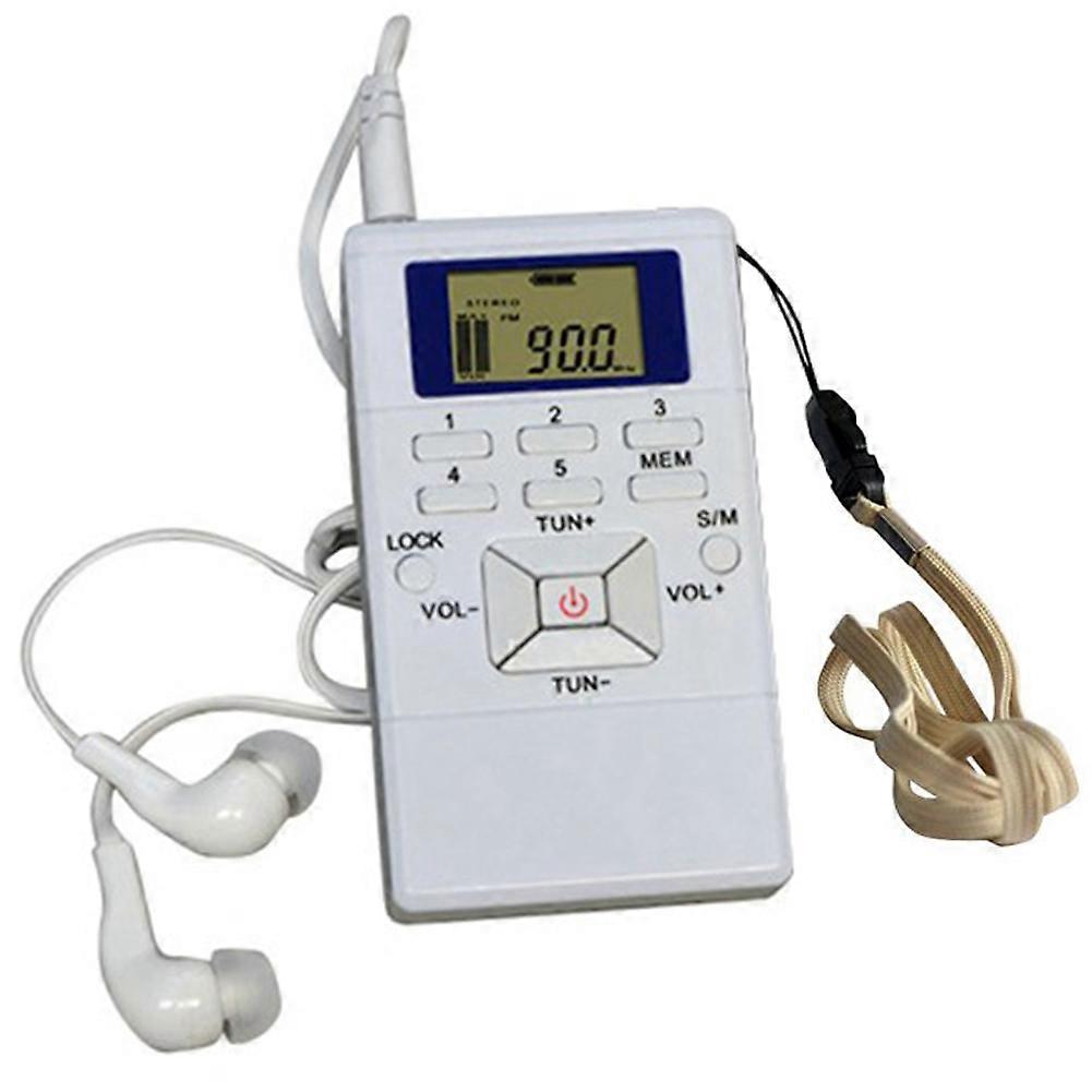 Digitale FM-radio Mini-luidspreker Draagbare ontvanger Display wit