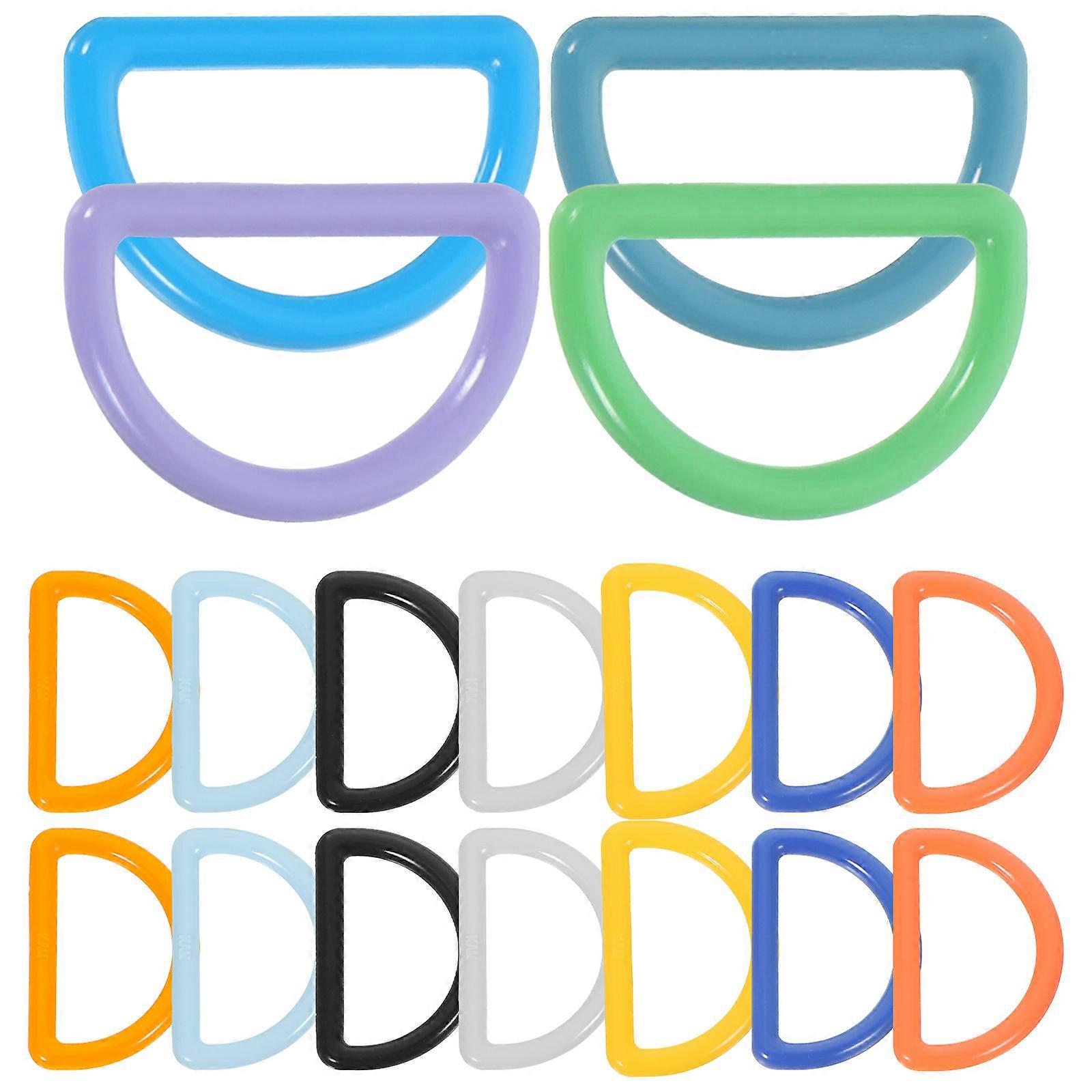 32Pcs Plastic D Ring Multipurpose Plastic D Button Accessories (Mixed Color)