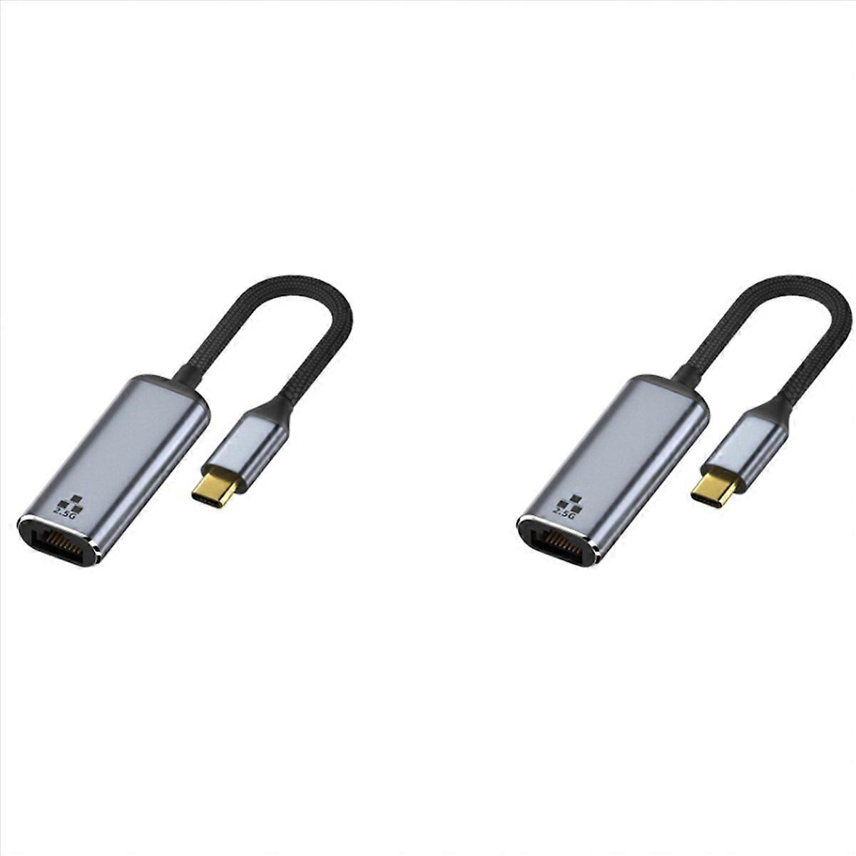 2X 2500Mbps 2.5G USB C Ethernet Adapter 2.5 Gigabit Type C to Lan RJ45 Network Card for Pro USB 3.0 