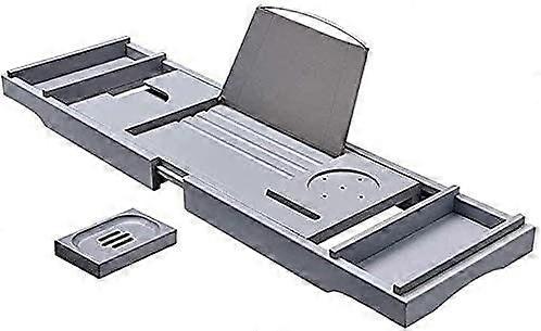 Bathtub Tray with Extendable Rack Board and Foldable Cover for Relaxing Bath Storage
