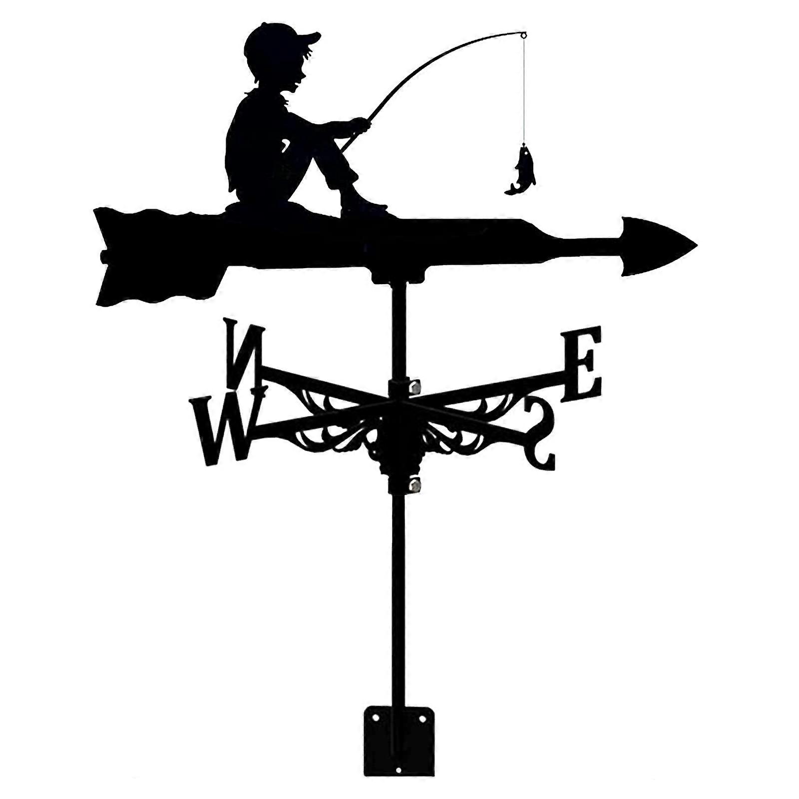 Cast Iron Weather Vane with Rust Resistant Coating, Farm Scene Wind Direction Indicator for Garden Roof (Color C)