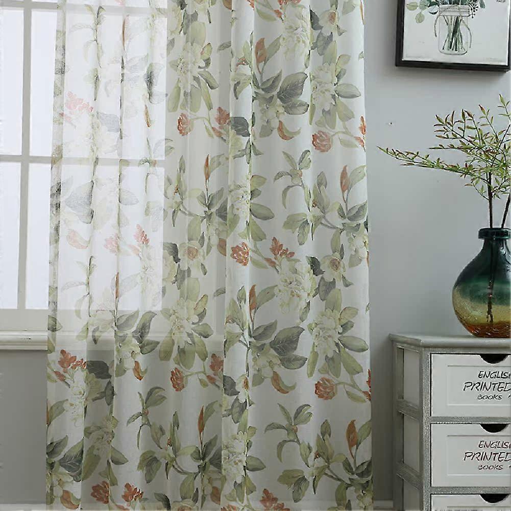 White Sheer Curtains Semi Shading Cotton Linen with American Print 100'x84' Set of 100
