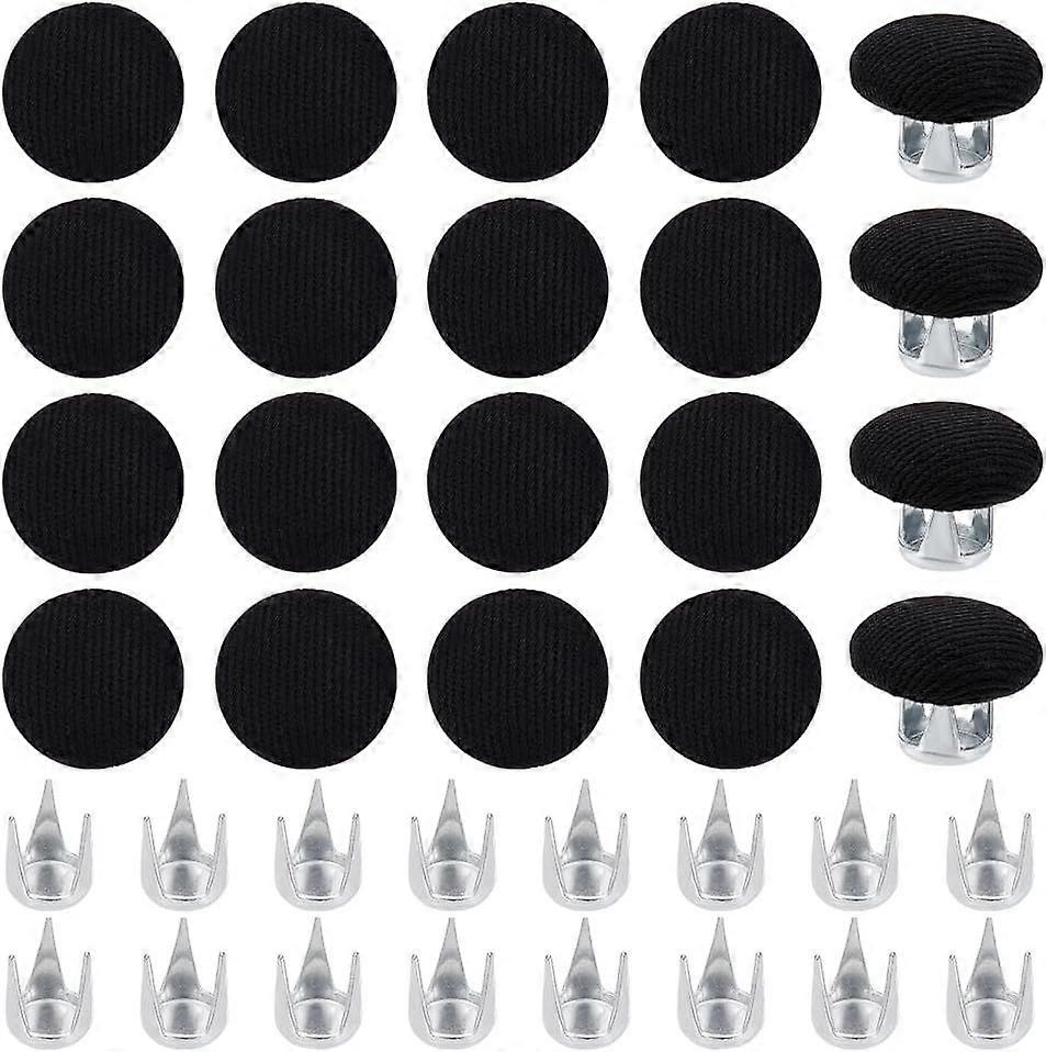 20Sets Black 0.6 Inch Baseball Cap Button Top Replacement Cotton Replacement Repair Cap Top Buttons for Hat Button Replacement Repair Making