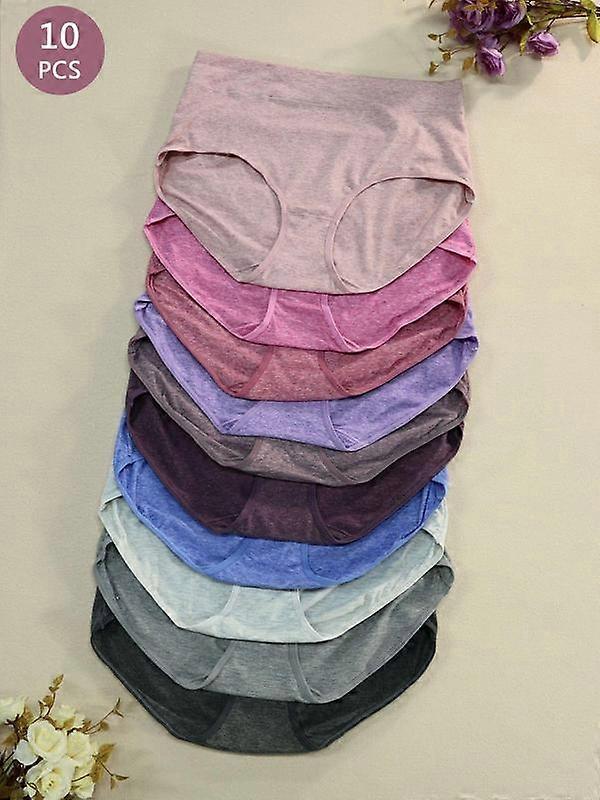 ��Plus size��Women's Plus Size Mid-Waist Underwear, Breathable Elastic Comfort Panties, Casual All-Seasons Briefs, Multiple Colors Available, 