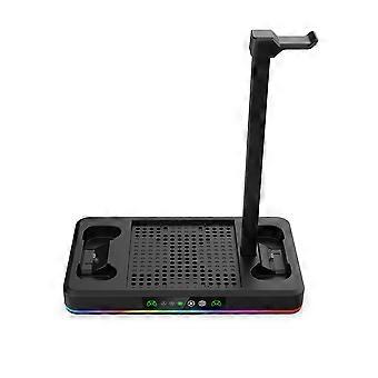 Dobbelt opladningsstation, dockingstation, vertikal kølestander, ventilatorstativ med RGB-lys til Xbox Series X S A