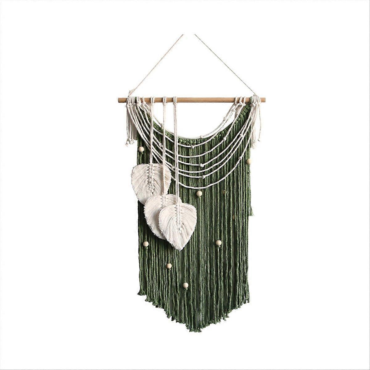 Tapestry Handmade Leaf Core-Spun Silk Tassel Tapestry Green