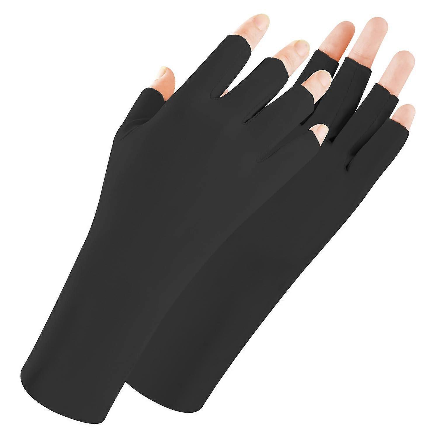 UV Protection Gloves for Nail Lamp UPF50+ Breathable Lycra Fingerless Design for Gel Manicure