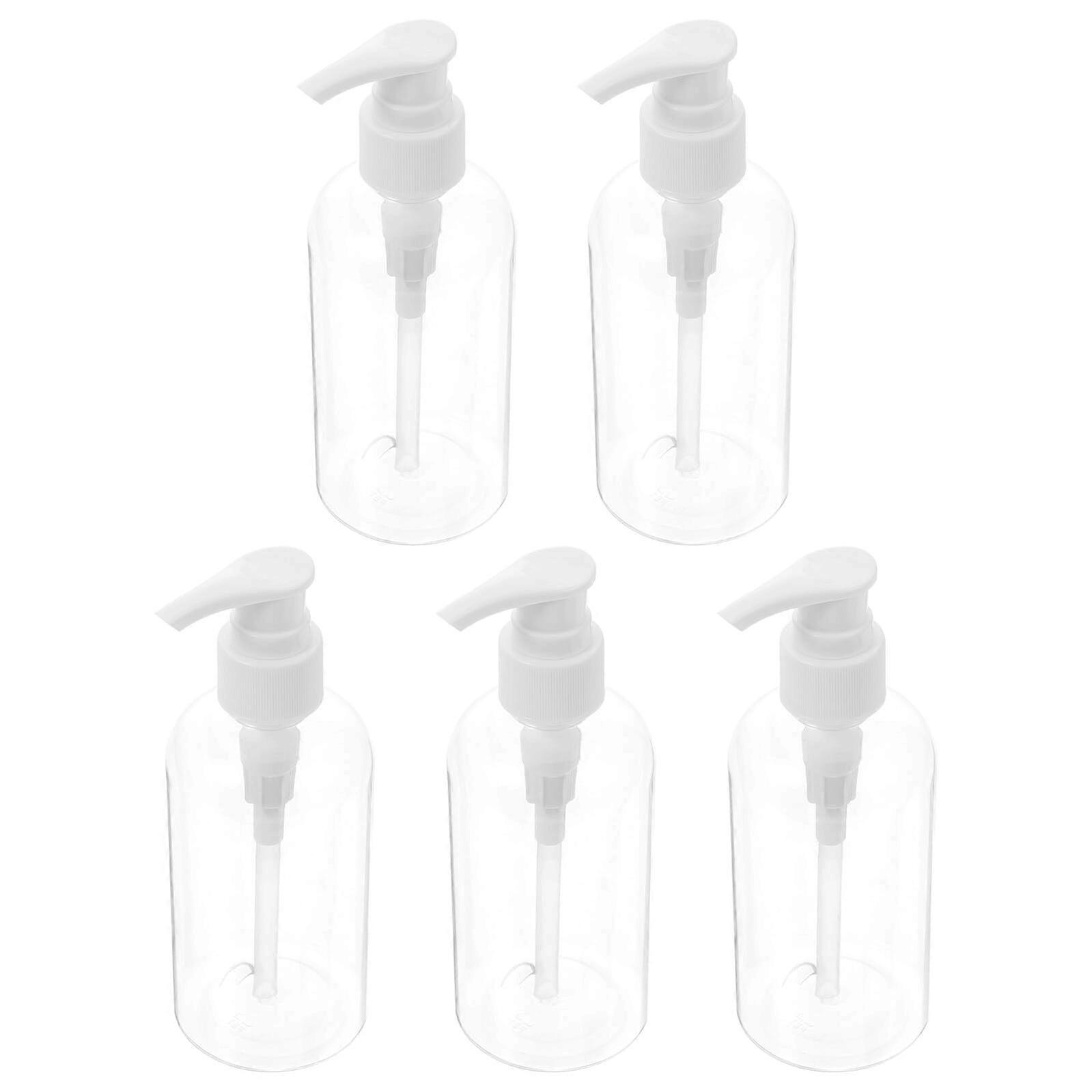 5Pcs Clear Lotion Pump Dispenser Bottles Leak Proof Refillable Shampoo Containers for Travel and Home