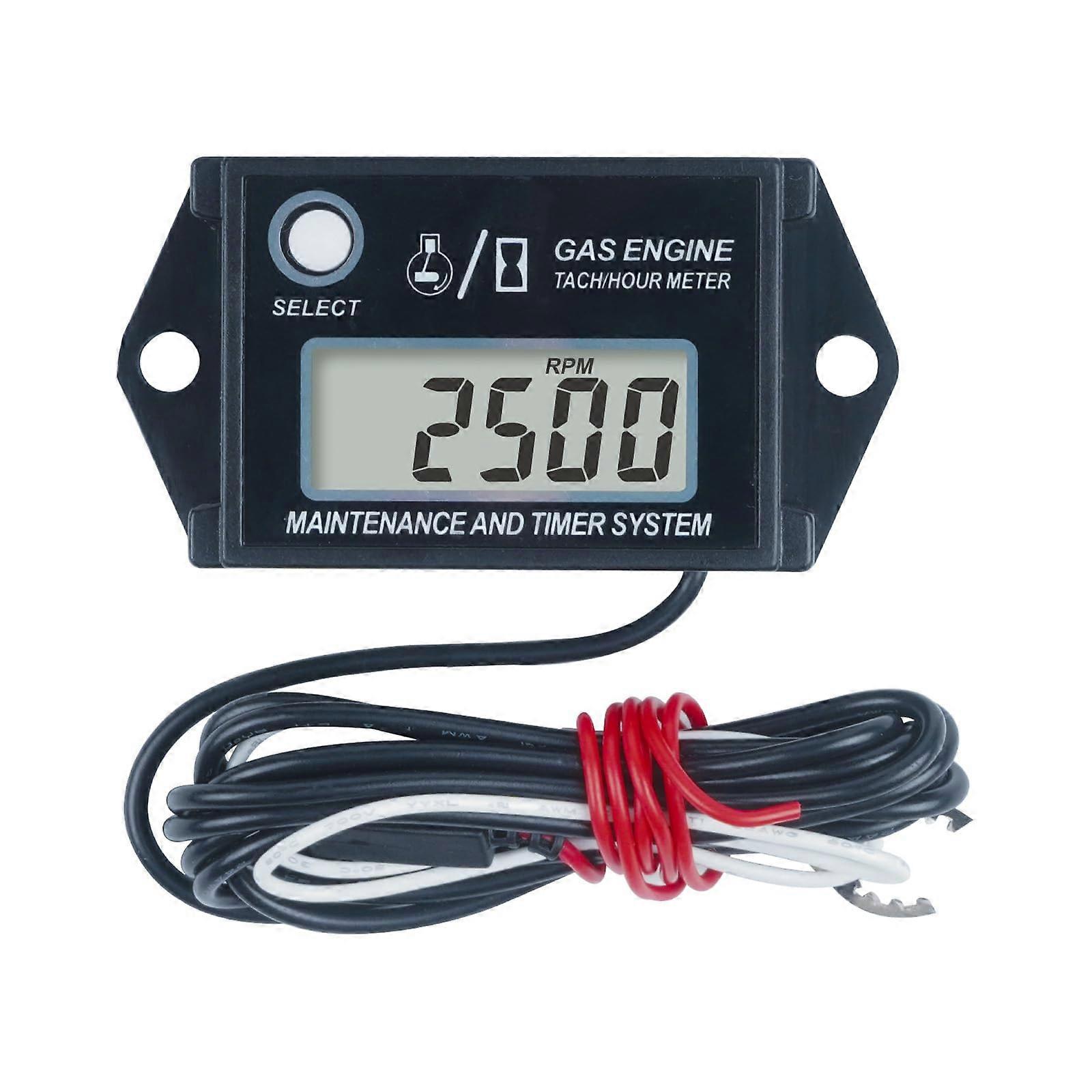 Digital Hour Meter Tachometer with Maintenance Reminder and Max RPM Recall for ATV Boat Tractor