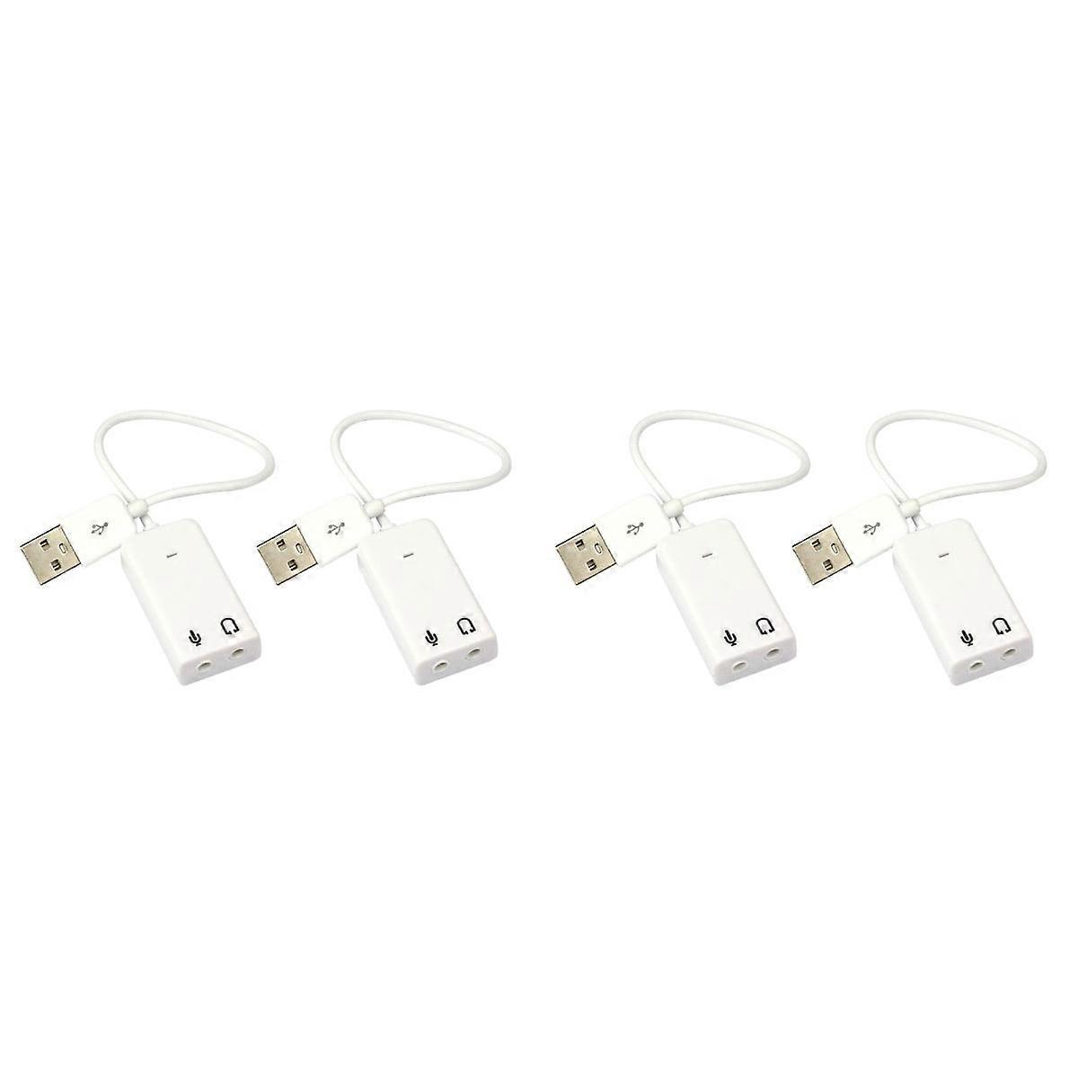 M Durable Sound Card Practical External for Laptop Computer USB Desktop 4 Pcs White