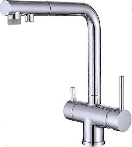 3 Way Kitchen Mixer Tap with Filter, Pull Out Spray and Swivel Spout for Drinking Water, Gun Gray