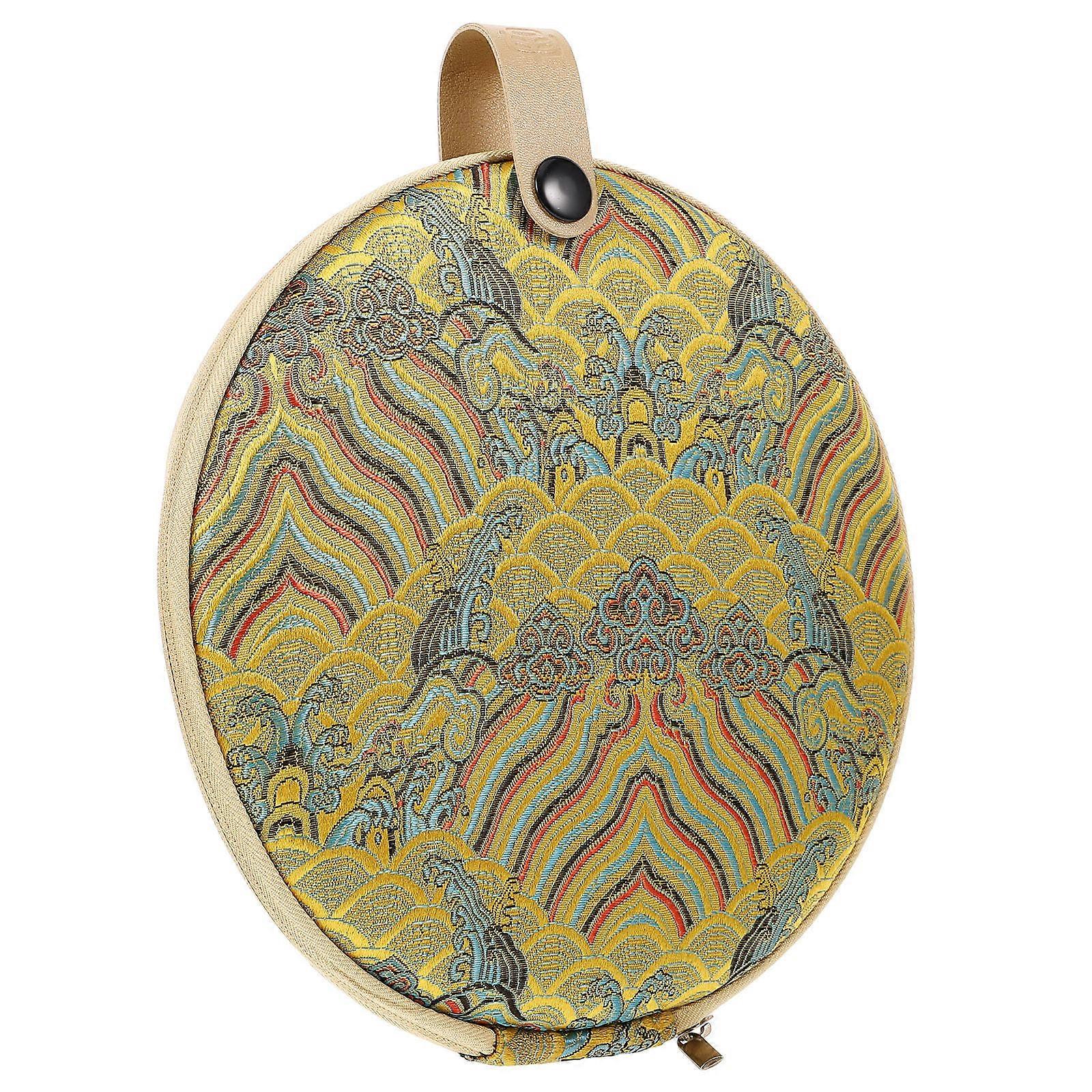 Tea Cake Storage Holder Fabric Flat Round Zippered Pouch for Storage