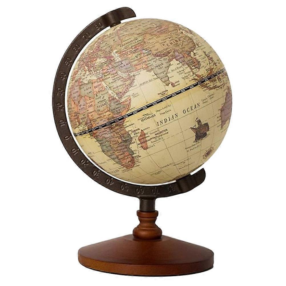 2Pcs Retro Globe Ornaments Desktop Globe for Office Brown