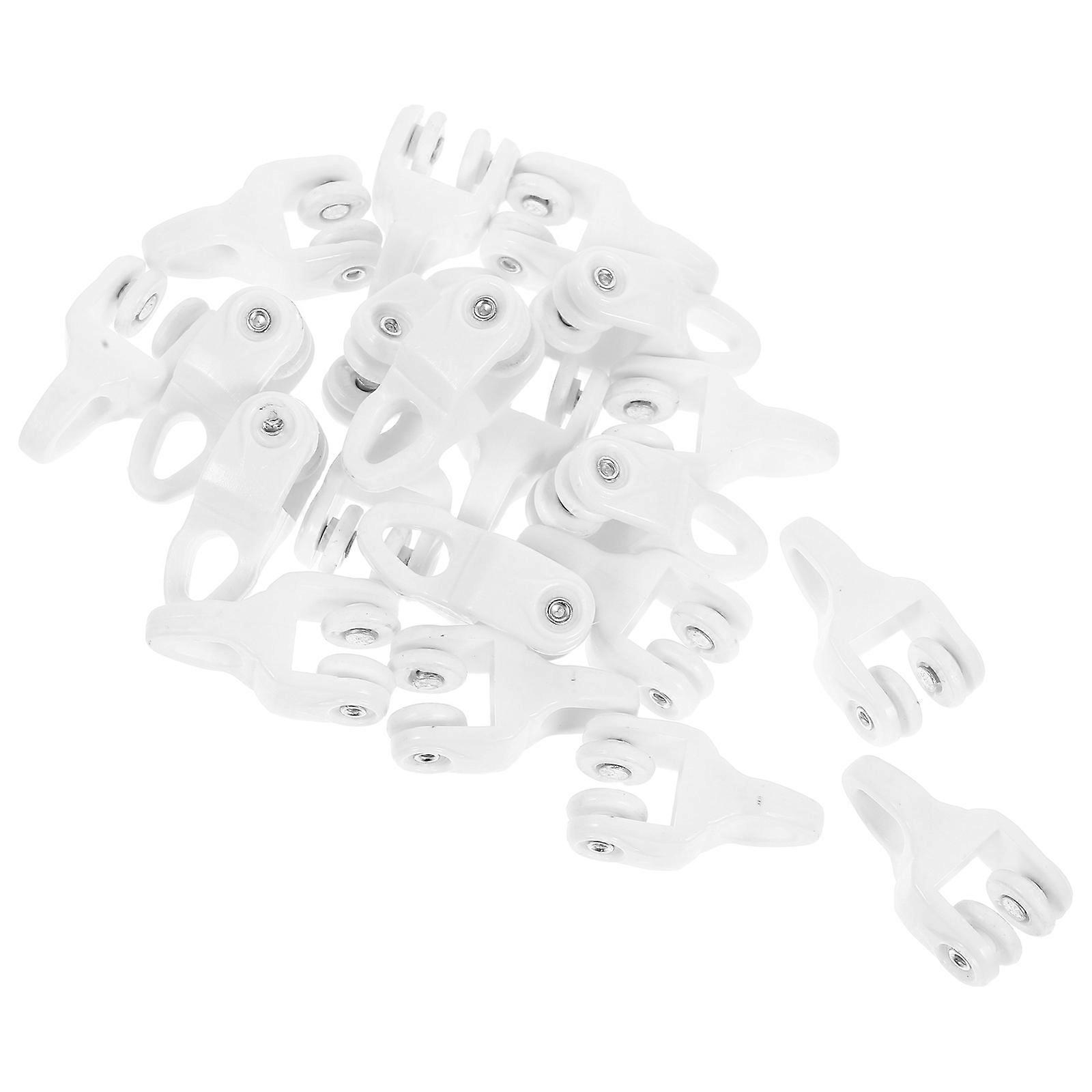 Plastic Curtain Track Rollers White for Use 20Pcs Ceiling Mounted
