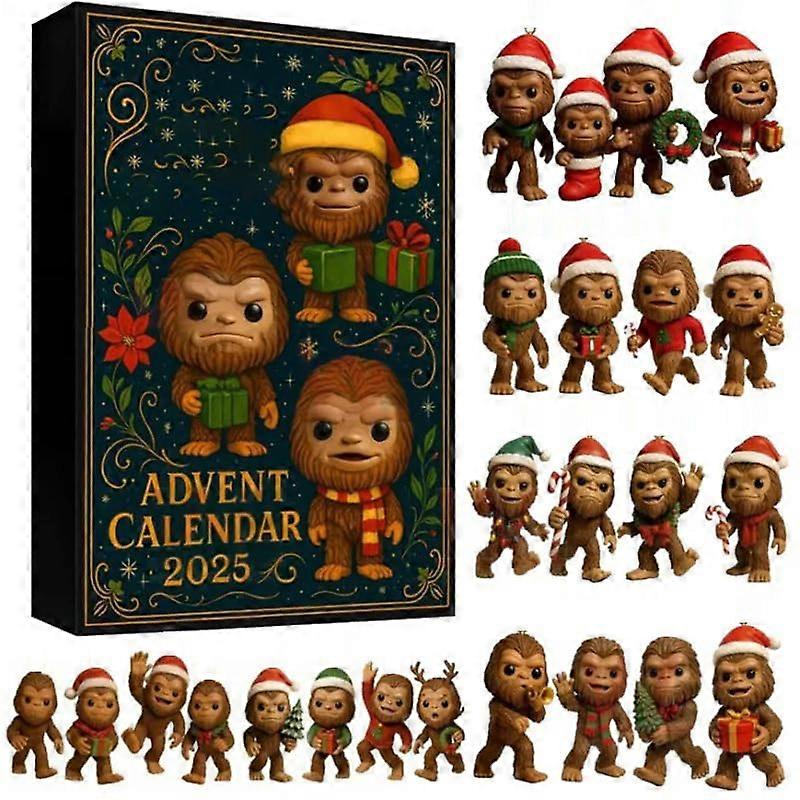 Bigfoot Advent Calendar 2025 with 24 Days Christmas Countdown, Unique Festive Designs and Ornaments for Kids