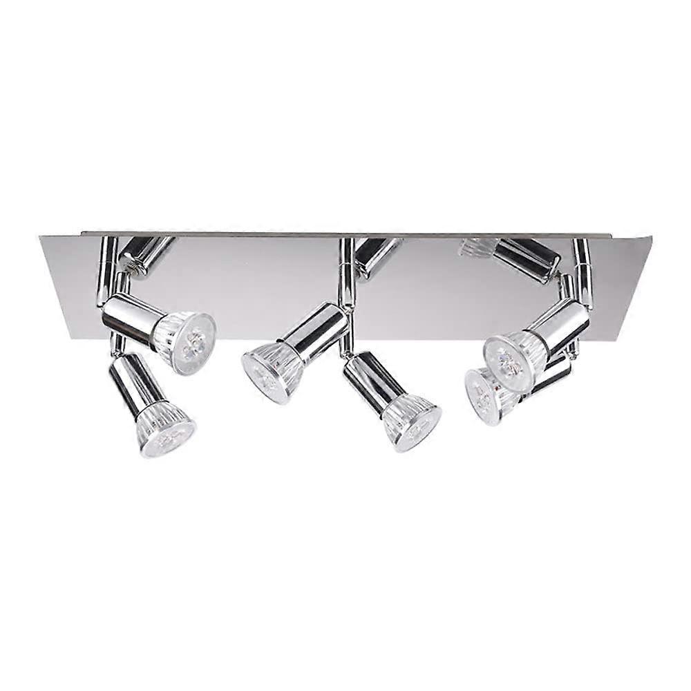 Ceiling Spotlights Chrome 6 Way Adjustable Rectangular Fixture GU10 for Kitchen Office