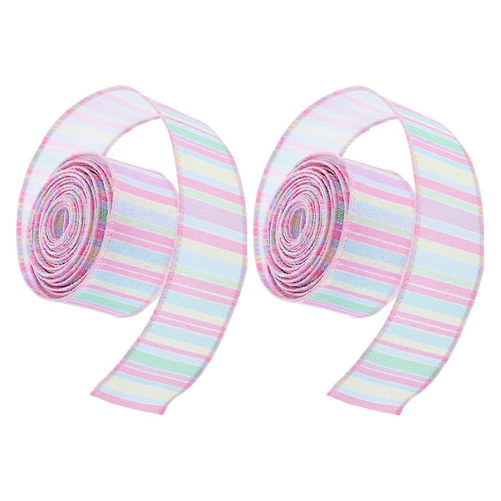 Easter Present Ribbon Wrap for DIY Craft 2 Rolls Multi Color Elegant Ribbon