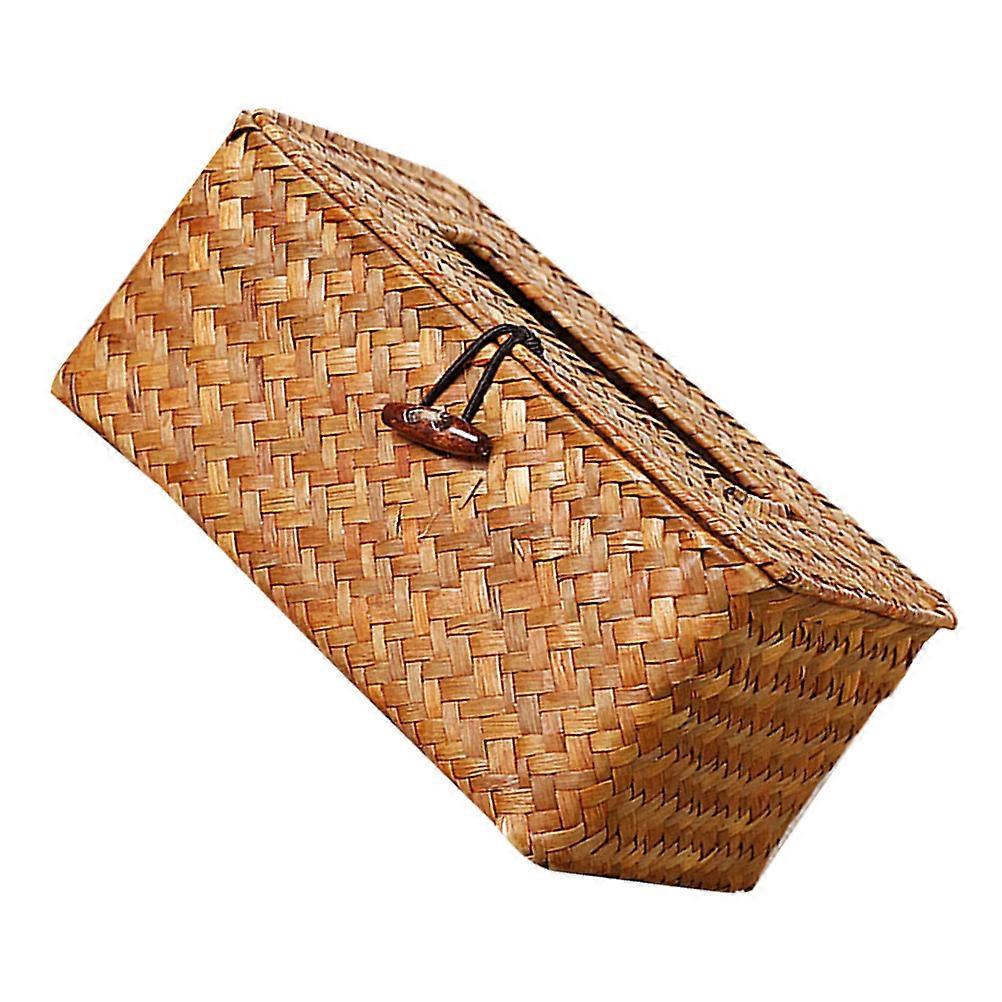 Decorative Seagrass Tissue Box Holder for Bathroom and Kitchen