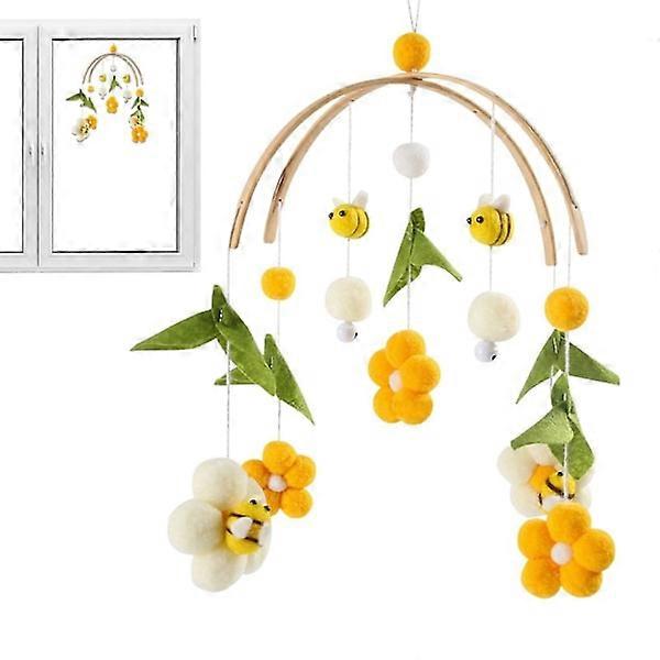 Handmade hanging mobile toys - Wooden bee wind chime